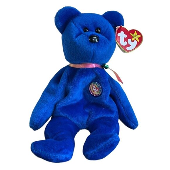 Ty Beanie Baby CLUBBY 1‎ BBOC Dark Blue Bear DOB July 7, 1998 (03) Collectibles - Picture 1 of 13